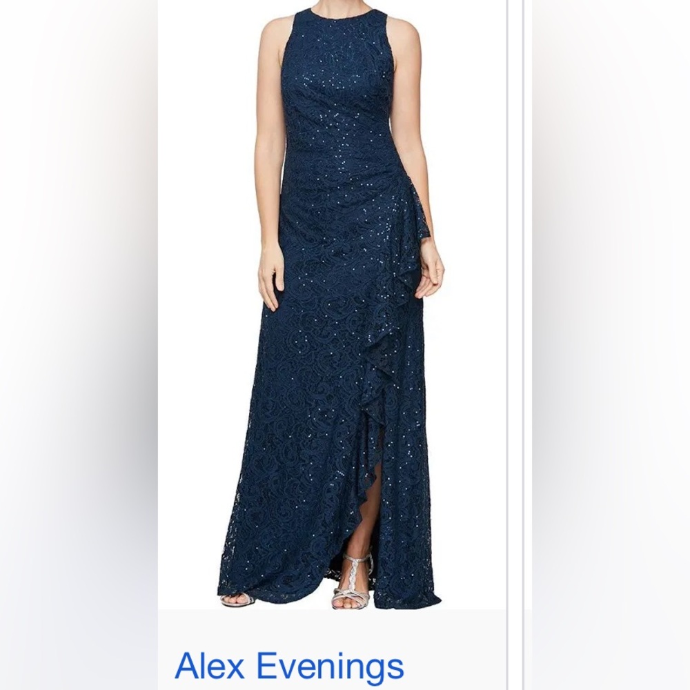 Alex Evenings Navy Blue Maxi Dress